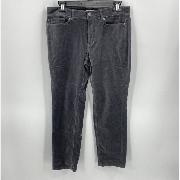 J Jill Charcoal Gray Velvet Velour Pants Jeans Stretch Taper Womens 8 Petite - Picture 1 of 4